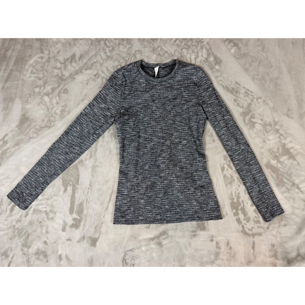 Lululemon Space Dye Black White Knit Long Sleeve Active Top Size 4